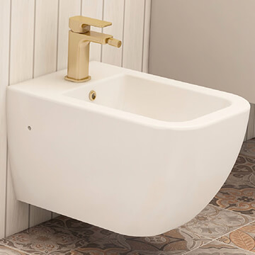 IMEX Essence Contemporary Back To Wall Wall Hung White Bidet - 345 x 300mm - Image