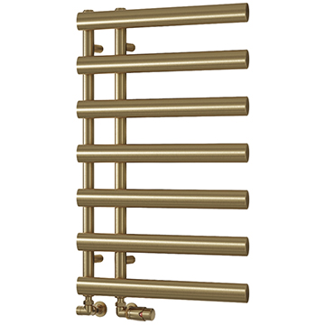 Reina Grace Oval Tubes Brushed Brass Designer Towel Rail - Steel - 500mm Wide