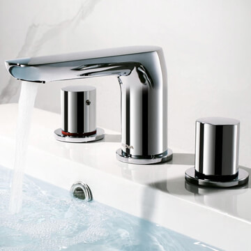 Flova Allore 3 Hole Chrome Basin Mixer Tap with Clicker Waste - Knob Handles