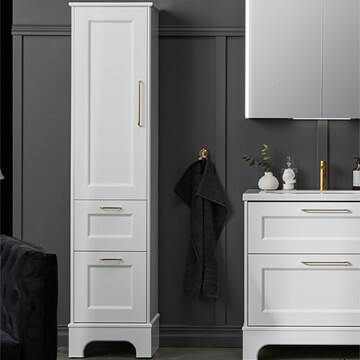 Miller Kensington Floorstanding Traditional Tall Bathroom Cabinet - 1 Door and 2 Drawers - 420 x 1786mm