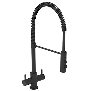 Reginox Titania Professional Pull-Out Kitchen Mixer Tap with Swivel Spout - Matt Black