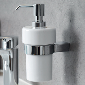 Miller Orlando Wall Mounted Ceramic Soap Dispenser And Chrome Holder
