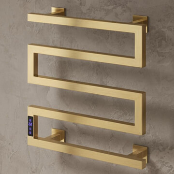 Reina Vispa Brushed Brass Snake Shaped Designer Heated Towel Rail with LCD Display