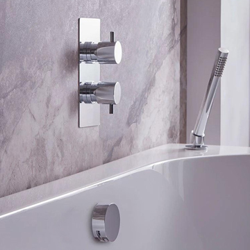Quantum Concealed Thermostatic 2 Outlet Shower Valve with Overflow Bath Filler and Handset
