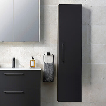 Miller City Wall Hung Charcoal Black Tall Bathroom Storage Cabinet - 404 x 1690mm - 1 Door