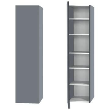 Miller City Wall Hung Thunder Grey Tall Bathroom Storage Cabinet - 404 x 1690mm - 1 Door