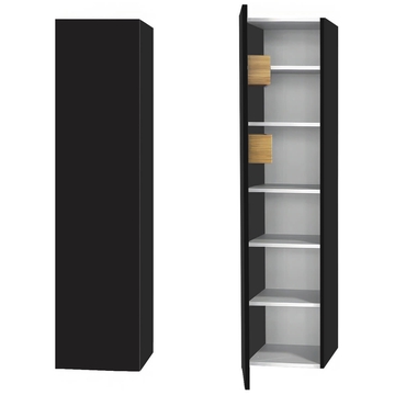 Miller City Wall Hung Charcoal Black Tall Boy Unit with 2 Internal Storage Boxes or Drawers