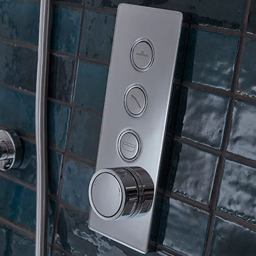 Tavistock Axiom Concealed Thermostatic Chrome Shower Valve - Rectangular Trim - 4 Controls