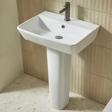 Tavistock Compass White Rectangular Basin with Pedestal - 550 x 425mm