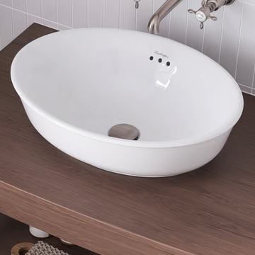 Burlington Guild Oval White Countertop Basin with Overflow - 500 x 380mm