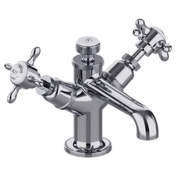 Burlington Guild Monobloc Traditional Basin Mixer Tap with Long Spout - Crosshead - Deck Mounted