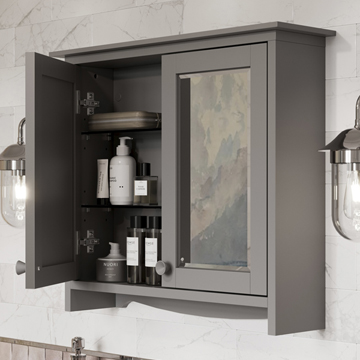 Burlington Guild Traditional Wall Hung Mirror Cabinet with Handles - 2 Doors - 650 x 570mm