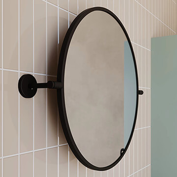Sensio Chaol Contemporary Round Tiltable Mirror - Black Aluminium Frame - 500 x 500mm