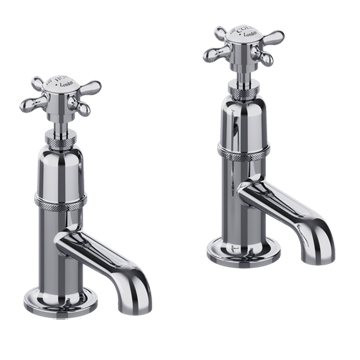 Burlington Guild Pair of Traditional Basin Tap - Crosshead Handles - Deck Mounted