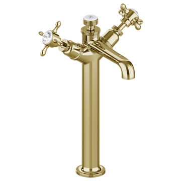 Burlington Guild Traditional Gold Finish Monobloc Tall Basin Mixer Tap - Deck Mounted