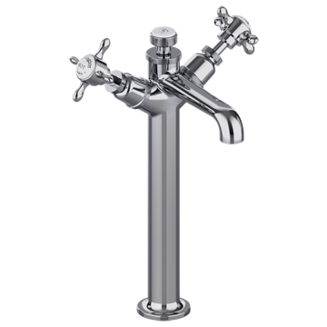 Burlington Guild Traditional Monobloc Tall Basin Mixer Tap - Crosshead - Deck Mounted - 281mm High