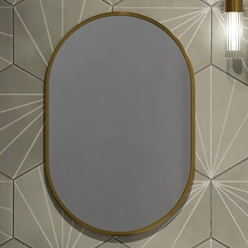 Sensio Eldon Pill Shaped Modern Non-Illuminated Oval Mirror - Brushed Brass
