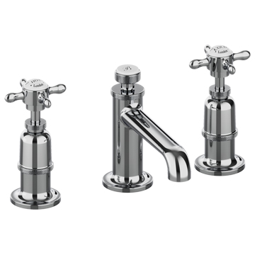 Burlington Guild 3 Hole Traditional Basin Mixer Tap - Crosshead Handles - Deck Mounted