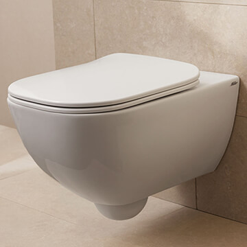 Miller Rimless Wall Hung WC Pan with Soft Close Seat - 375 x 500mm