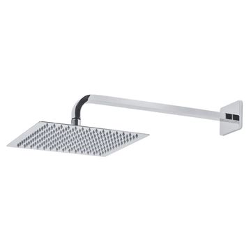 Tavistock Square Fixed Shower Head with Arm - 250 x 250mm - Single Spray - Stainless Steel