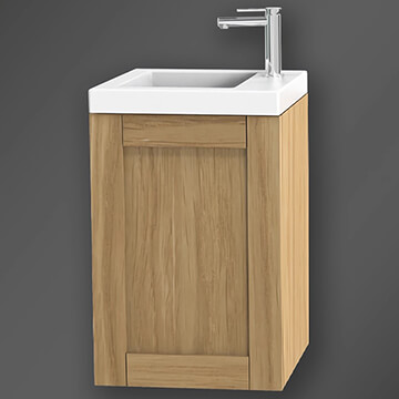 Miller London Natural Oak Wall Hung Small Vanity Unit with Basin - 1 Door - 405 x 630mm - Image