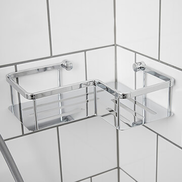 Miller Signature Wall Mounted Corner Chrome Angled Shower Shelf - 250 x 200mm