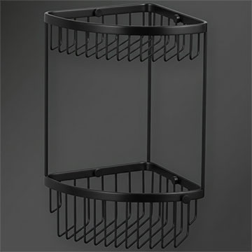 Miller Signature Wall Mounted Matt Black Wired Corner Basket - 2 or 3 Tier