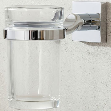 Miller Atlanta Wall Mounted Clear Glass Tumbler and Holder