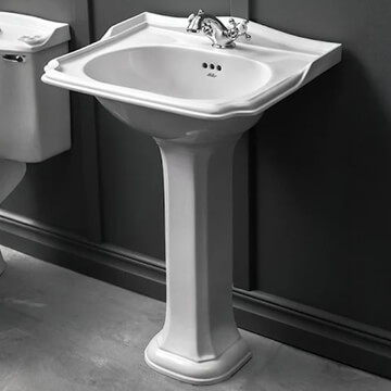 Miller Classic Traditional Ceramic Basin and Pedestal with Overflow