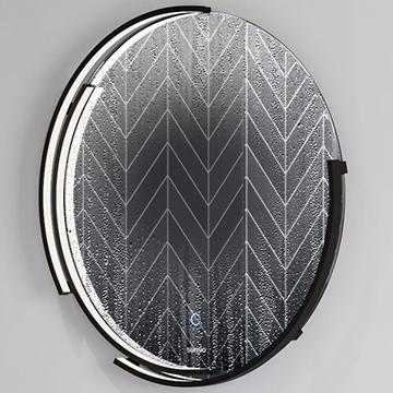Sensio Aspect Curve Round Black Frame Frontlit LED Mirror with Demister Pad - 600 x 600mm