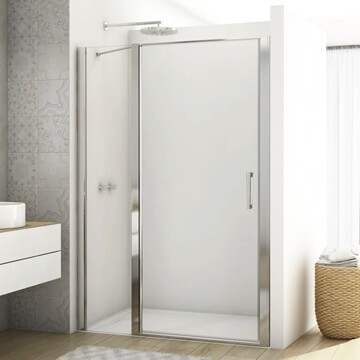 Kudos Divera Aluminium Frame Pivot Shower Door with Inline Panel and Ergonomic Handle