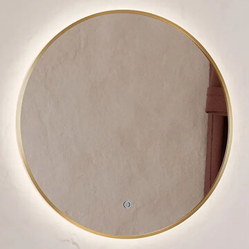 Sensio Nebula Round Backlit LED Mirror with Demister Pad - 600 x 600mm - Brass