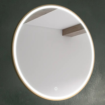 Sensio Frontier Round Frontlit Brushed Brass LED Mirror with Demister Pad