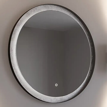Sensio Hebe Round Backlit LED Mirror with Demister Pad - 600 x 900mm - Black and Silver Frame