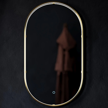 Sensio Aspect Pill TrioTone Brushed Brass Frontlit LED Illuminated Mirror with Demister Pad