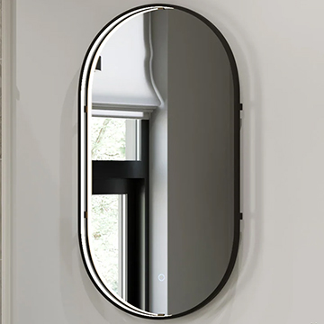 Sensio Aspect TrioTone Pill Frontlit LED Mirror with Demister Pad - Matt Black Frame