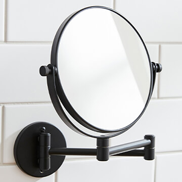 Miller Signature Round Magnifying Mirror with Arm - Matt Black Frame - 190 x 190mm