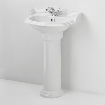 Miller Classic Arch Traditional Ceramic Basin and Pedestal with Overflow - 1 Taphole