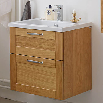 Miller London Natural Oak Wall Hung Vanity Unit - 2 Drawers - Image