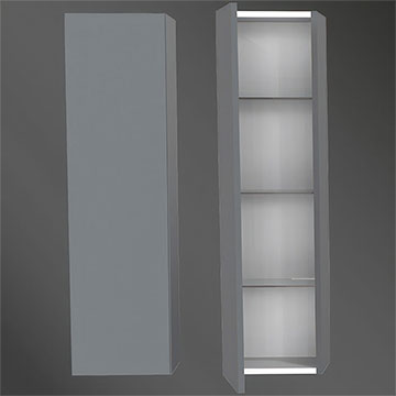 Miller City Wall Hung Thunder Grey Tall Bathroom Storage Unit - Reversible Door