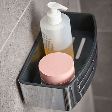 Miller Signature Chrome Rectangular Shower Tidy with Removable Tray - 233 x 125mm