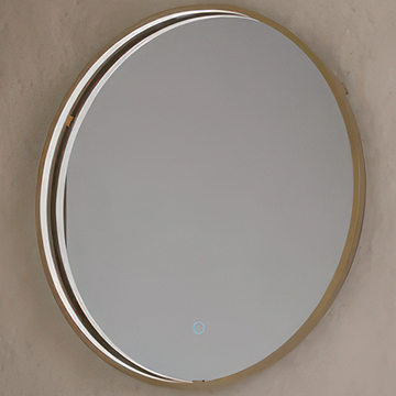 Sensio Aspect Brushed Brass Round TrioTone Frontlit LED Illuminated Mirror with Demister Pad