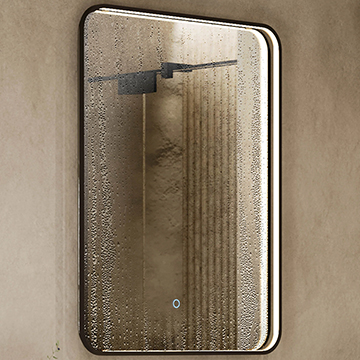 Sensio Aspect Matt Black Rectangular TrioTone Frontlit LED Illuminated Mirror with Demister Pad