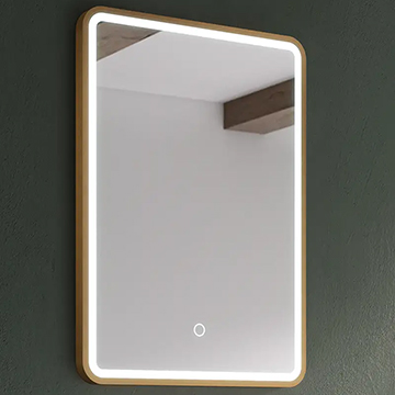 Sensio Frontier Brushed Brass Frontlit LED Mirror with Touch Sensor Switch and Demister Pad