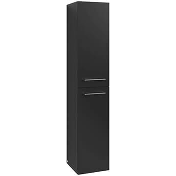 Villeroy And Boch Avento Volcano Black Wall Hung Tall Boy Unit - 346 x 1760mm - Reversible Doors