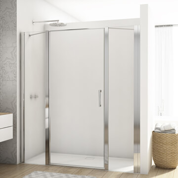 Kudos Divera Pivot Shower Door with 2 Inline Panels and Handle - Aluminium Frame