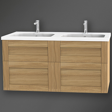 Miller London Natural Oak Wall Hung Vanity Unit - 1190 x 580mm - 4 Drawers