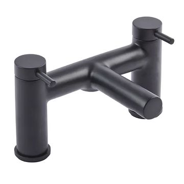 Tavistock Anthem Matt Black Bridge Bath Mixer Tap with Straight Spout - Stick Handles