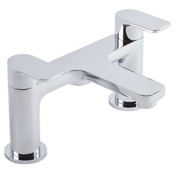 Tavistock Savour Contemporary Bridge Bath Mixer Tap - Flat Lever Handles and Spout