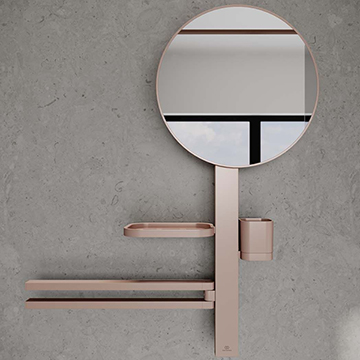 Ideal Standard ALU+ Round Shaving and Make-up Mirror with Towel Holder